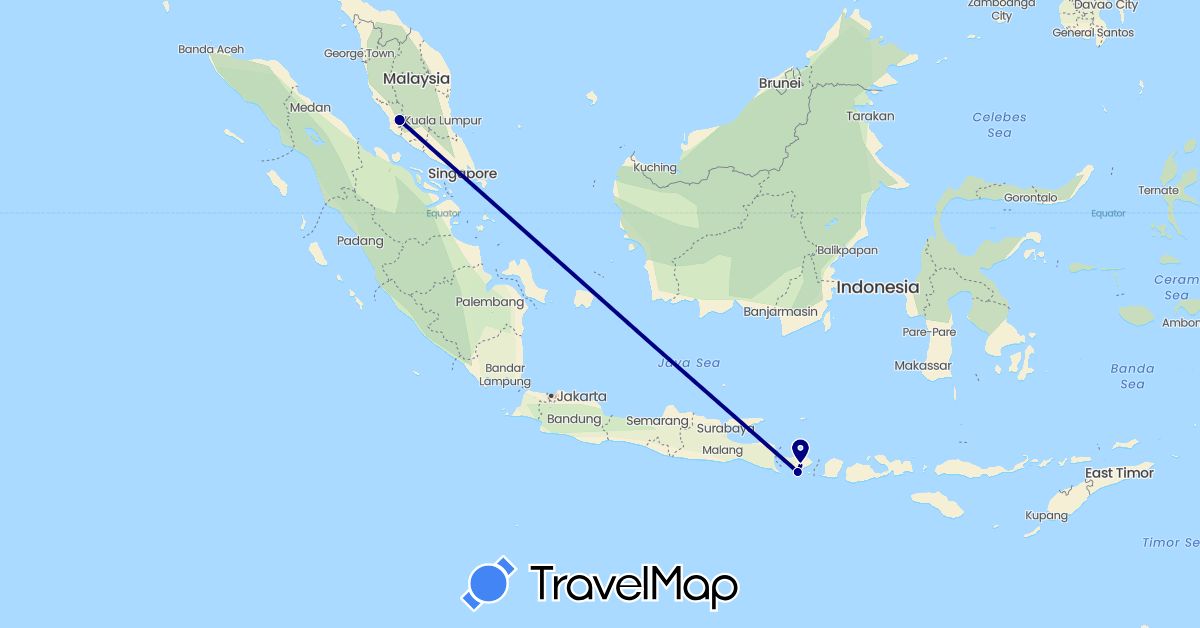 TravelMap itinerary: driving in Indonesia, Malaysia (Asia)